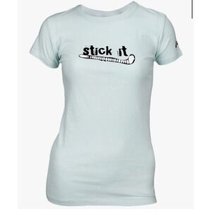 ASICS Women's Field Hockey "Stick It" Light Blue T-shirt Cotton Size M New